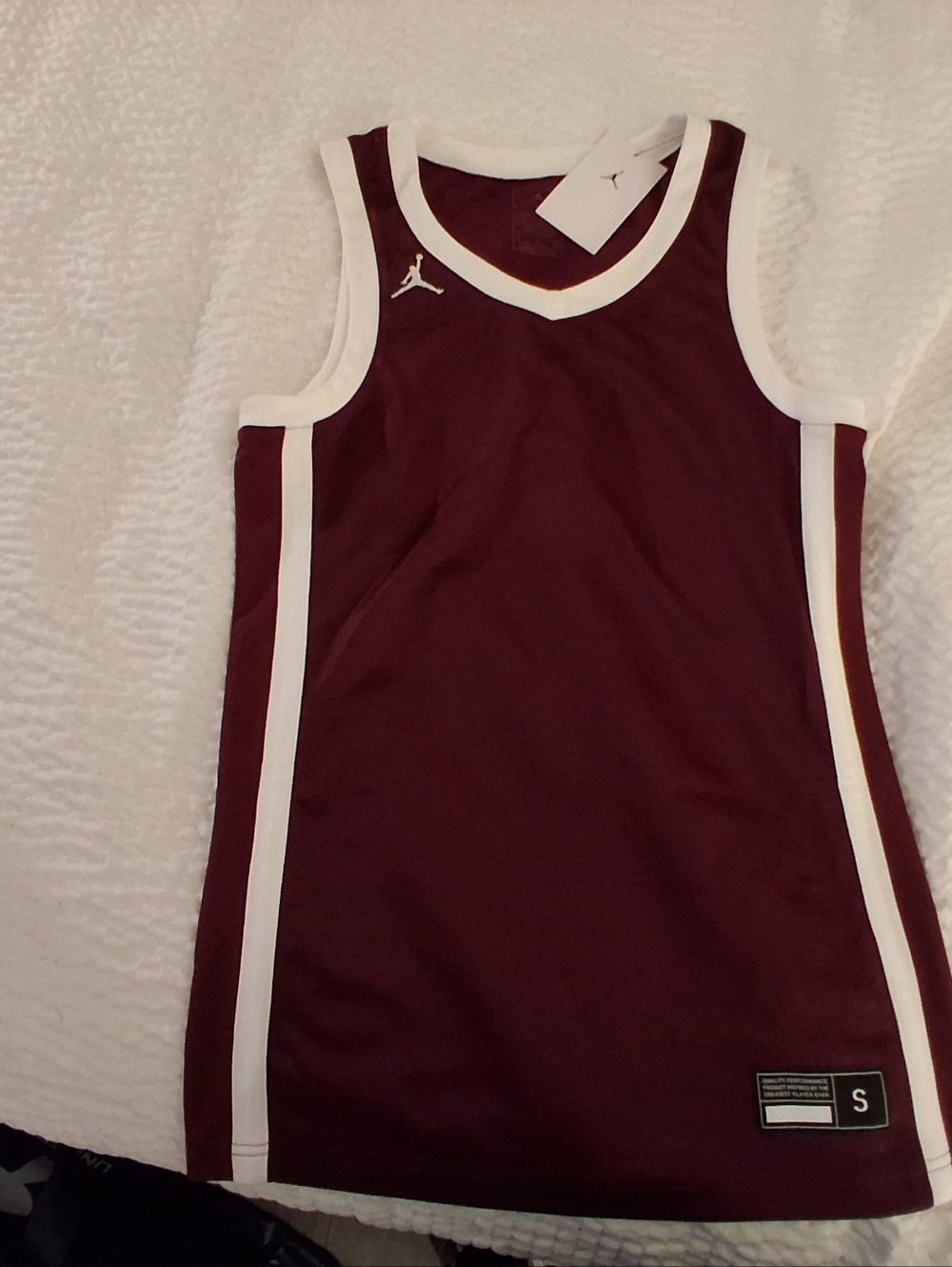 Jordan Maroon Sleeveless Basketball Jersey with White Jumpman